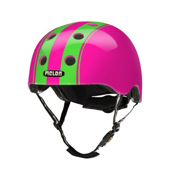 CASCO MELON DOBLE ROSADO FRANJAS VERDES MD-LG 52-58cms