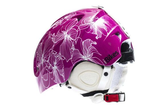 CASCO URBANO IBIKES C/ORJERAS ROSADO C/FLORES BLANCAS MS-86 LG(58-61CMS)