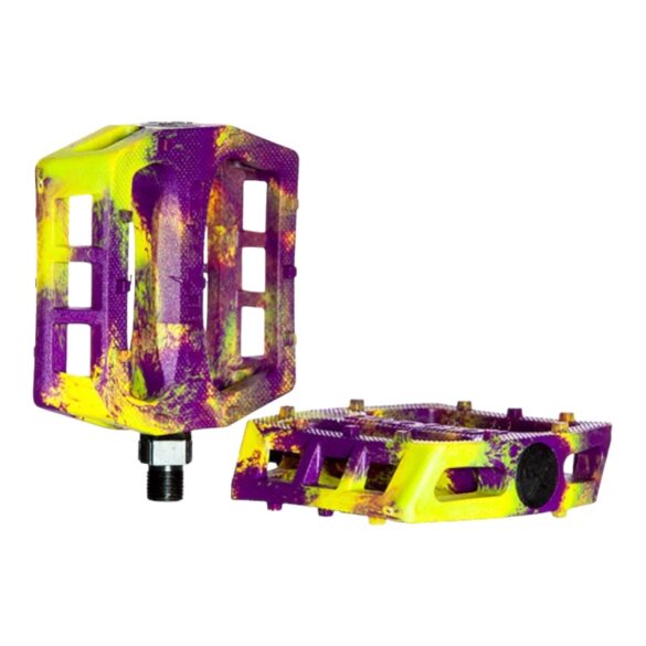 Pedales BMX Demolition Trooper Nylon Morado y Amarillo